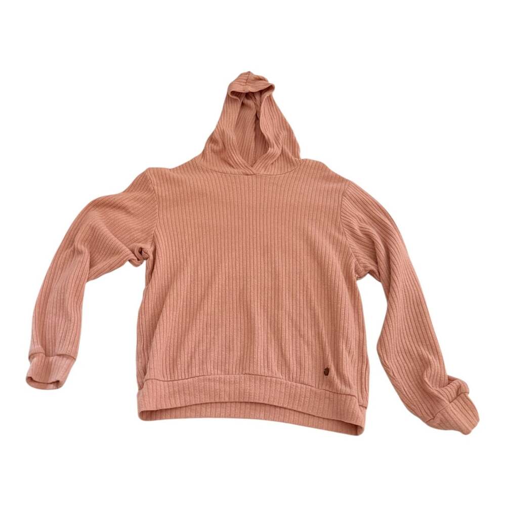 H&M Pink Ribbed Hoodie Sweatshirt with Heart Charm Size US 10